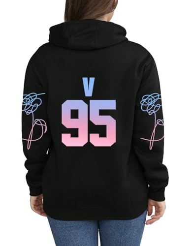 Kpop Jungkook Suga Jimin V Rap Jhope Jin Hoodie Sweatshirts Love Yourself Hoodies Sweater Merch Merchandise, Schwarz 01 V 95, XS von Dolpind
