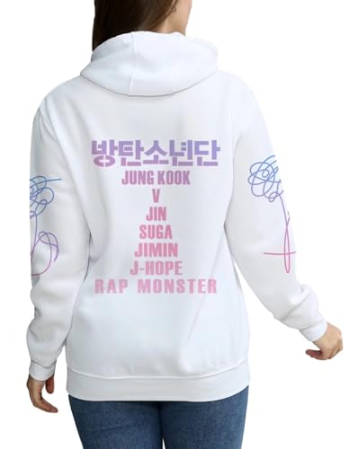 Kpop Jungkook Suga Jimin V Rap Jhope Jin Hoodie Sweatshirts Love Yourself Hoodies Sweater Merch Merchandise, Weiss/opulenter Garten, S von Dolpind