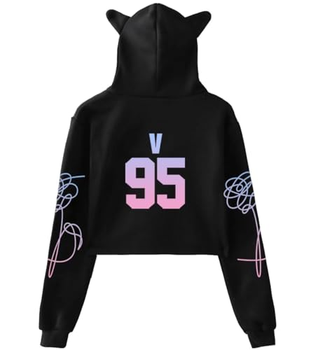 Kpop Love Yourself Bangtan Jungen Hoodie Suga V Jungkook Jimin Rap Jhope Jin Cat Ear Sweater Pullover, Schwarz V, S von Dolpind