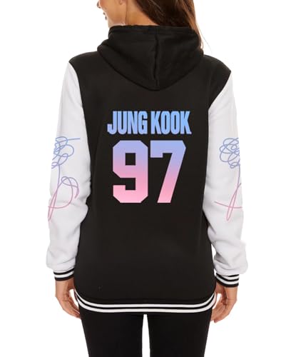 Dolpind Bangtan Jungen V Jimin Suga Jungkook Jin Rap Jhope Varsity Baseballjacke Love Yourself Hoodie Pullover, Jung Kook Schwarz, M von Dolpind