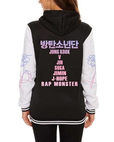 Dolpind Bangtan Jungen V Jimin Suga Jungkook Jin Rap Jhope Varsity Baseballjacke Love Yourself Hoodie Pullover, Schwarz 01, XL von Dolpind