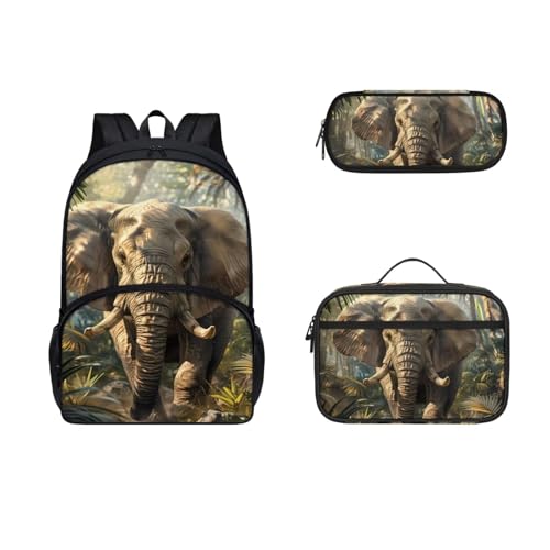 Dolyues 3-teiliges Rucksack-Set für Kinder, Schul-Büchertasche mit Lunchbox, niedliches Stifteetui, 43,2 cm, College-Tasche, elefant Dolyues 3-teiliges Rucksack-Set für Kinder, Schul-Büchertasche mit Lunchbox, niedliches Stifteetui, 43,2 cm, College-Tasche, elefant von Dolyues