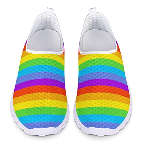 Dolyues 3D Bunte Regenbogen LGBT Druck Atmungsaktive Schlüpfen Turnschuhe Frauen Beiläufig Trainer Wanderschuhe 37 EU von Dolyues