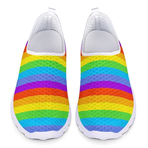 Dolyues 3D Bunte Regenbogen LGBT Druck Atmungsaktive Schlüpfen Turnschuhe Frauen Beiläufig Trainer Wanderschuhe 40 EU von Dolyues