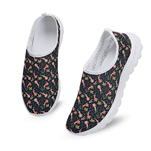 Dolyues Animal Gecko Print Damen Mesh Schlüpfen Flache Schuhe, Leichte Bequeme Outdoor Athletic Walking Sneakers (Rosa) von Dolyues