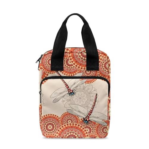 Dolyues Bibelhülle Bibeltragetasche Kirche Studium Buch Tasche Bibel Tragetasche mit Griff und Reißverschlusstaschen, Boho Libelle von Dolyues