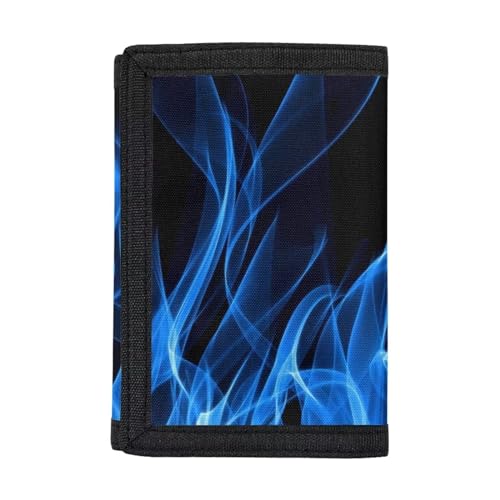 Dolyues Brieftaschen, Trifold Geldbörse Münze/Bargeld/Kartenhalter Beutel Handtasche mit ID Fenster, Blaue Flamme von Dolyues