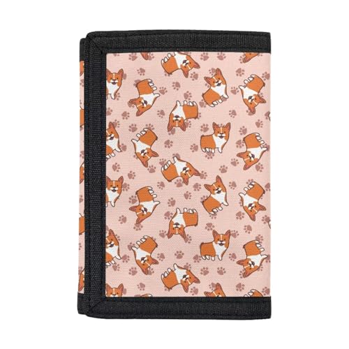 Dolyues Brieftaschen, Trifold Geldbörse Münze/Bargeld/Kartenhalter Beutel Handtasche mit ID Fenster, Corgi-Rosa von Dolyues