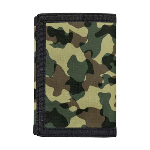 Dolyues Brieftaschen, Trifold Geldbörse Münze/Bargeld/Kartenhalter Beutel Handtasche mit ID Fenster, grün/camouflage von Dolyues