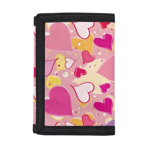 Dolyues Brieftaschen Jungen Geldbörse Kreditkarte Münzhalter Trifold Geldbörse für Teenager Kinder Kid, Herz Liebe Valentinstag von Dolyues