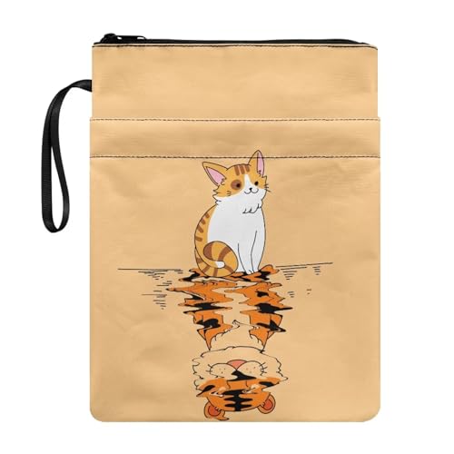 Dolyues Buchhüllen mit Katzenmotiv für Taschenbücher, Reißverschluss, für Mädchen, niedliche Buchtasche mit tragbarem Seil, Schulbuchschutz Dolyues Buchhüllen mit Katzenmotiv für Taschenbücher, Reißverschluss, für Mädchen, niedliche Buchtasche mit tragbarem Seil, Schulbuchschutz von Dolyues