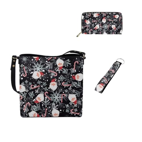 Dolyues Bucket Tote Bag for Women Ladies Wallets and Keychain Set 3 Pack Leather Handbags with Keyring Women Gift, Weihnachten von Dolyues