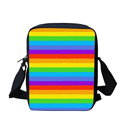 Dolyues Crossbody-Taschen für Erwachsene und Jugendliche, Messenger Bags Schultertasche Crossbody Taschen mit Reißverschlusstasche für Münzen Bargeld Geldbörse, Regenbogen-LGBT-Muster von Dolyues