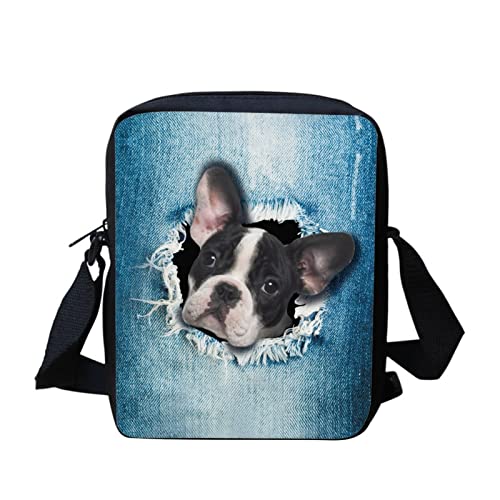 Dolyues Crossbody-Taschen für Erwachsene und Jugendliche, Messenger-Taschen, Schulter-Crossbody-Taschen mit Reißverschlusstasche für Münzgeld, Geldbörse, Cowboy Boston Terrier Hund, von Dolyues