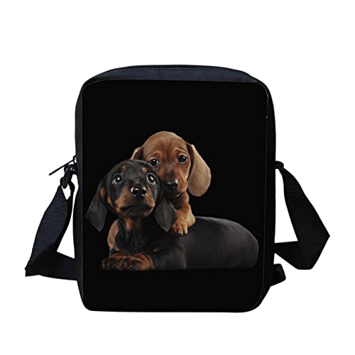 Dolyues Crossbody-Taschen für Erwachsene und Jugendliche, Messenger-Taschen, Schulter-Crossbody-Taschen mit Reißverschlusstasche für Münzgeld, Geldbörse, Dackel Hund, von Dolyues