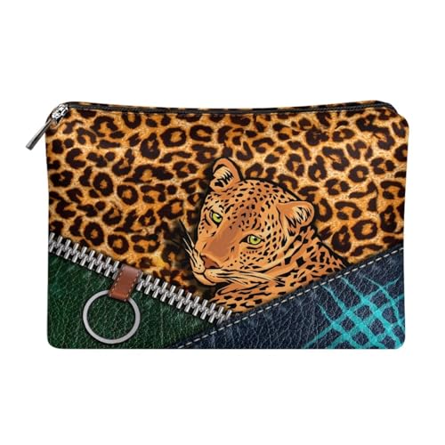 Dolyues Damen Clutch Tasche PU Leder Reißverschluss um Clutch Geldbörse Münzen/Bargeld/Kartenhalter Organizer, 3D Tier Leopard, Einheitsgröße von Dolyues