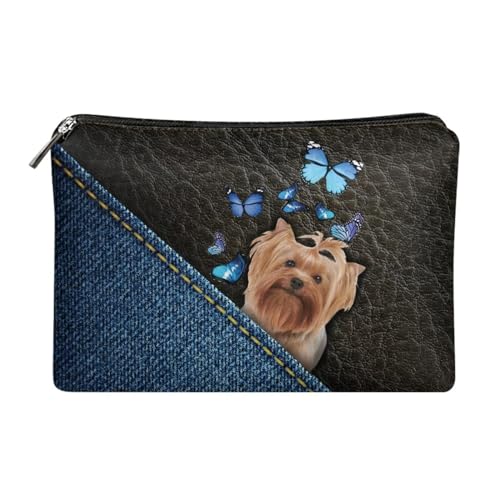 Dolyues Damen Clutch Tasche PU Leder Reißverschluss um Clutch Geldbörse Münzen/Bargeld/Kartenhalter Organizer, 3D-Tier Yorkshire Terrier, Einheitsgröße von Dolyues