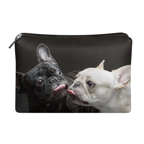 Dolyues Damen Clutch Tasche PU Leder Reißverschluss um Clutch Geldbörse Münzen/Bargeld/Kartenhalter Organizer, Weiße schwarze Französische Bulldogge, Einheitsgröße von Dolyues