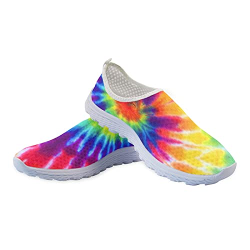 Dolyues Damen Krankenschwester Arbeitsschuhe Batikfärbung Regenbogen Mandala Floral Sneakers Komfort Weiche Sohle Loafer Laufen Walking Schuhe, Batik-Regenbogen, 39 EU von Dolyues