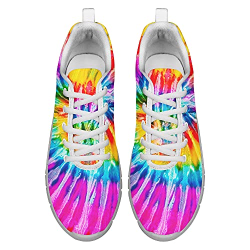 Dolyues Damen Laufen Sport Trainerin Turnschuhe Leichte Joggingschuhe zum Schnüren Tie Dye Entwurf Drucken 38 EU von Dolyues