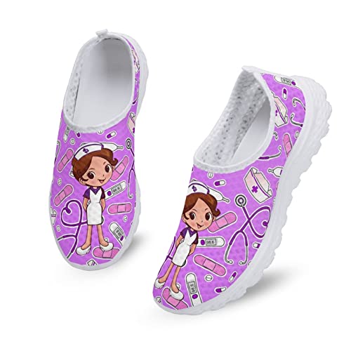 Dolyues Damen Slip On Sneakers Sport Sportliche Laufschuhe für Die Fitnessarbeit mit Lila Krankenschwester Design Dolyues Damen Slip On Sneakers Sport Sportliche Laufschuhe für Die Fitnessarbeit mit Lila Krankenschwester Design von Dolyues
