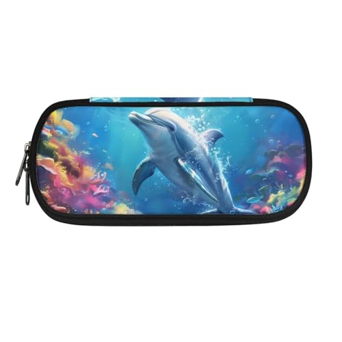 Dolyues Federmäppchen, Büro-Federmäppchen, ästhetisches Federmäppchen, Schreibwaren-Organizer, multifunktionales Federmäppchen, Delfin, Taschen-Organizer von Dolyues