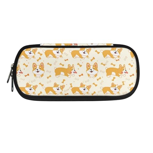 Dolyues Federmäppchen, Organizer, großes Fassungsvermögen, multifunktionales Federmäppchen mit Reißverschluss und Stiftfächern, Corgi, Taschen-Organizer von Dolyues