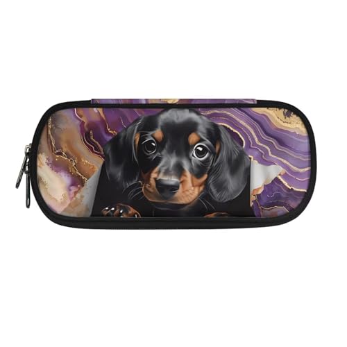Dolyues Federmäppchen, Organizer, großes Fassungsvermögen, multifunktionales Federmäppchen mit Reißverschluss und Stiftfächern, Dackel, Taschen-Organizer von Dolyues
