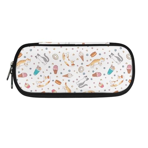 Dolyues Federmäppchen, Organizer, großes Fassungsvermögen, multifunktionales Federmäppchen mit Reißverschluss und Stiftfächern, katze, Taschen-Organizer von Dolyues