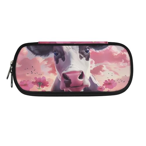 Dolyues Federmäppchen, Organizer, großes Fassungsvermögen, multifunktionales Federmäppchen mit Reißverschluss und Stiftfächern, kuh, Taschen-Organizer von Dolyues