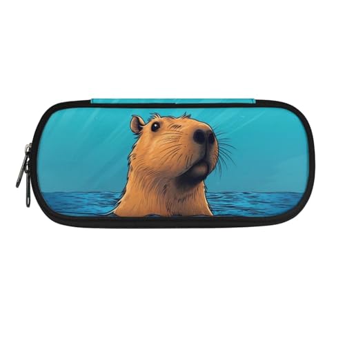 Dolyues Federmäppchen, große Kapazität, Federmäppchen für Jungen und Mädchen, Stifteetui, Tasche Halter mit Fächern, Capybara-Dunkelblau, Taschen-Organizer von Dolyues