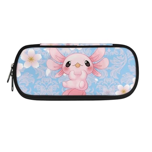 Dolyues Federmäppchen, große Kapazität, Federmäppchen für Jungen und Mädchen, Stifteetui, Tasche Halter mit Fächern, Kirschblüte Axolotl-Blau, Taschen-Organizer von Dolyues