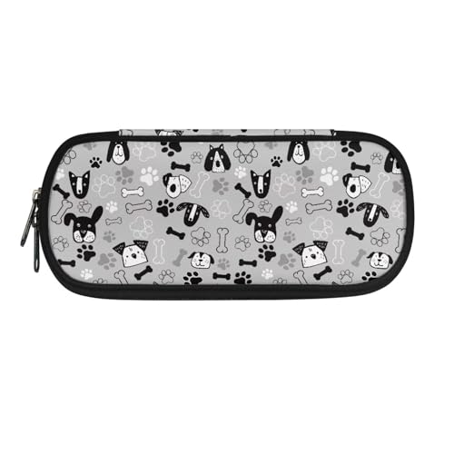 Dolyues Federmäppchen, großes Fassungsvermögen, mehrere Fächer, Polyester-Federbox, tragbar, Büro-Stifttasche mit Reißverschluss, Hunde, Taschen-Organizer von Dolyues