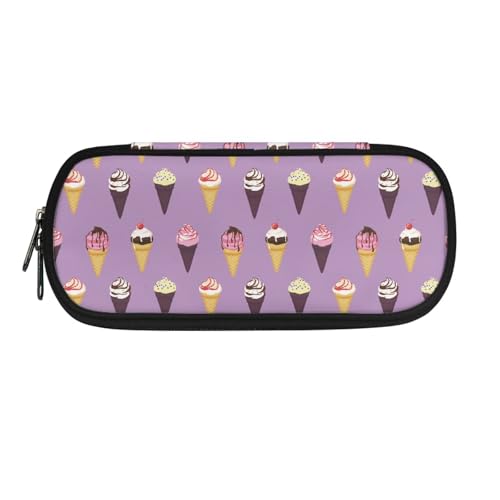 Dolyues Federmäppchen mit Reißverschluss, Make-up-Tasche, Kosmetiktasche, Mehrzweck-Reise-Schultasche für Kinder, Schreibwarentasche, Büro-Organizer-Box für Erwachsene, Ice Cream Violett von Dolyues