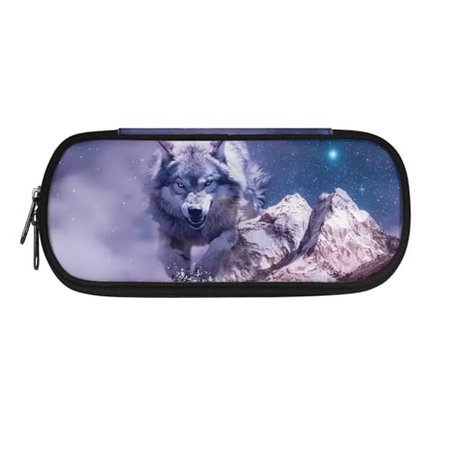 Dolyues Federmäppchen mit großem Fassungsvermögen, Federmäppchen für Schule, Stifte-Tragetasche mit Reißverschluss, modisch, Laufender Wolf, Taschen-Organizer Dolyues Federmäppchen mit großem Fassungsvermögen, Federmäppchen für Schule, Stifte-Tragetasche mit Reißverschluss, modisch, Laufender Wolf, Taschen-Organizer von Dolyues