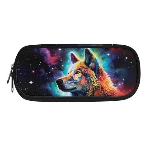 Dolyues Federmäppchen mit großem Fassungsvermögen, Federmäppchen für Schule, Stifte-Tragetasche mit Reißverschluss, modisch, Wolf Space, Taschen-Organizer Dolyues Federmäppchen mit großem Fassungsvermögen, Federmäppchen für Schule, Stifte-Tragetasche mit Reißverschluss, modisch, Wolf Space, Taschen-Organizer von Dolyues