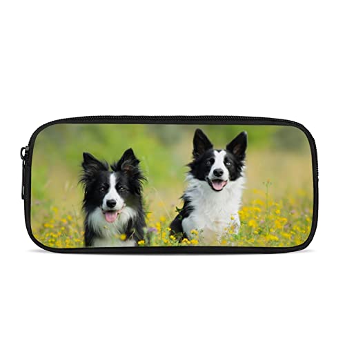 Dolyues Federmäppchen mit großem Fassungsvermögen, großes Federmäppchen, für Kinder, Schulanfang, Schreibwarenbedarf für Teenager, Mädchen, Jungen, Hundemotiv Border Collie, Taschen-Organizer von Dolyues