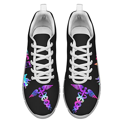 Dolyues Galaxy Krankenschwester Medizinischer Druck Laufschuhe Beiläufig Atmungsaktiv Schnüren Trainerin Gehen Joggen Schuh EU43 von Dolyues