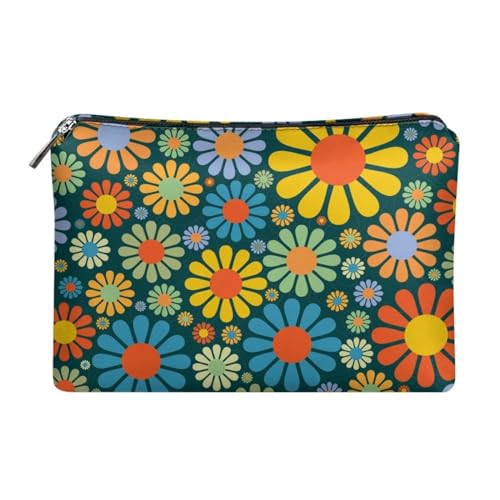 Dolyues Geldbörse für Frauen, Reißverschluss um Leder Clutch Bag Outdoor Kreditkartenhalter Organizer, Bunte abstrakte Hippie-Blume, Einheitsgröße von Dolyues