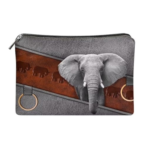 Dolyues Geldbörse für Frauen Leder Clutch Geldbörse mit Reißverschluss, Damen Clutch Geldbörse Weiche Damen Handtasche, elefant, Einheitsgröße von Dolyues