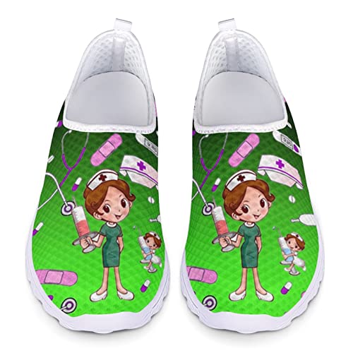 Dolyues Grün Schwarz Farbverlauf Damen Sportliche Laufschuhe, Lässige Leichte Atmungsaktive Slip On Work Sneakers Dolyues Grün Schwarz Farbverlauf Damen Sportliche Laufschuhe, Lässige Leichte Atmungsaktive Slip On Work Sneakers von Dolyues