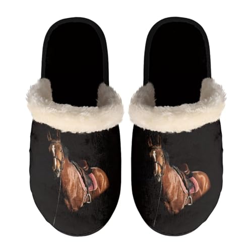 Dolyues Hausschuhe Bequeme flauschige Hausschuhe rutschfeste Winter Warme Sliders Schlafzimmer Indoor Haus Schuhe, Größe XS-XL, Braunes Pferd, Small Dolyues Hausschuhe Bequeme flauschige Hausschuhe rutschfeste Winter Warme Sliders Schlafzimmer Indoor Haus Schuhe, Größe XS-XL, Braunes Pferd, Small von Dolyues