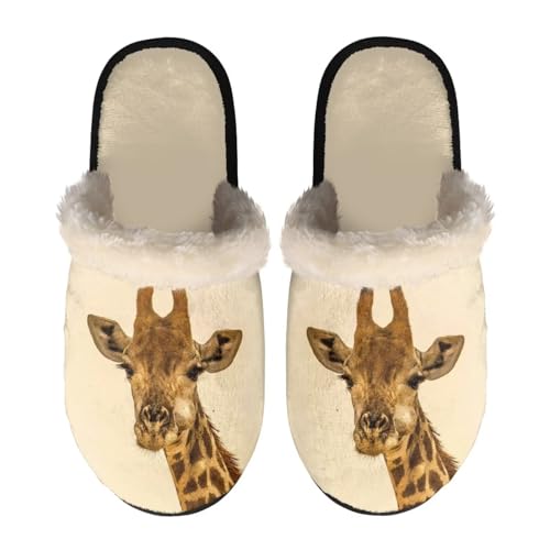 Dolyues Hausschuhe für Damen und Herren, Unisex, Slipper, Indoor-Hausschuhe, mit rutschfester Gummisohle, giraffe, Medium von Dolyues