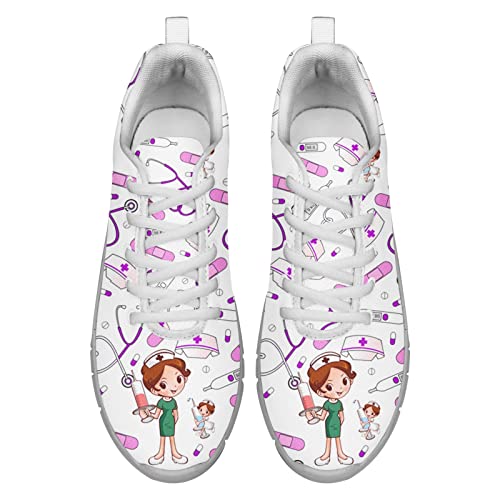 Dolyues Karikatur Weiß Stillmuster Schnürschuhe Frauen Arbeitskomfort Atmungsaktive Sportliche Wanderschuhe 38 EU Dolyues Karikatur Weiß Stillmuster Schnürschuhe Frauen Arbeitskomfort Atmungsaktive Sportliche Wanderschuhe 38 EU von Dolyues