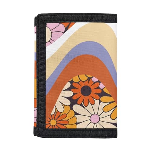 Dolyues Kinder Geldbörse, Jungen Geldbörse Münzhalter Pouch Wallets, Herren Slim Trifold Wallet, Bunte Wirbel-Hippie-Blume von Dolyues