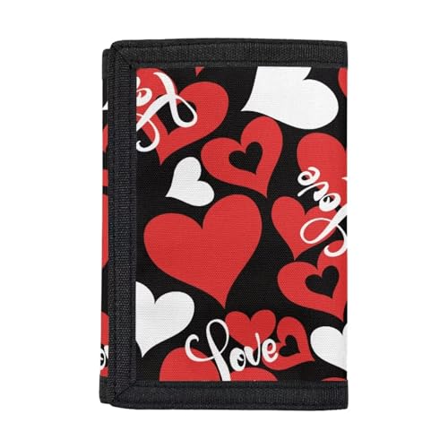 Dolyues Kinder Geldbörse, Jungen Geldbörse Münzhalter Pouch Wallets, Herren Slim Trifold Wallet, Herz Liebe Valentines-rot von Dolyues