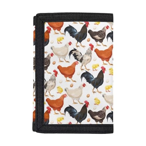 Dolyues Kinder Geldbörse, Jungen Geldbörse Münzhalter Pouch Wallets, Herren Slim Trifold Wallet, Huhn von Dolyues