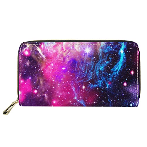 Dolyues Damen Geldbörse, Galaxy Print Clutch PU Leder Handyhülle Geldbörse, Reißverschluss Kartenetui Geldbörse für Damen Business von Dolyues