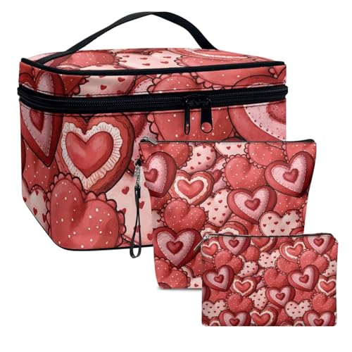 Dolyues Liebe Kekse Groß Kapazität Kosmetiktasche Damen Mäppchen Make Up Bag Schminktasche Federmäppchen Kosmetik Reise Täschchen von Dolyues