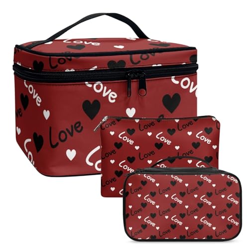 Dolyues Liebe Make-up Tasche Kosmetik Fall Reise Schönheit Box Große Aufbewahrungsbox Make-up Zug Fall für Frauen Mädchen Kosmetik Tasche Rosa von Dolyues